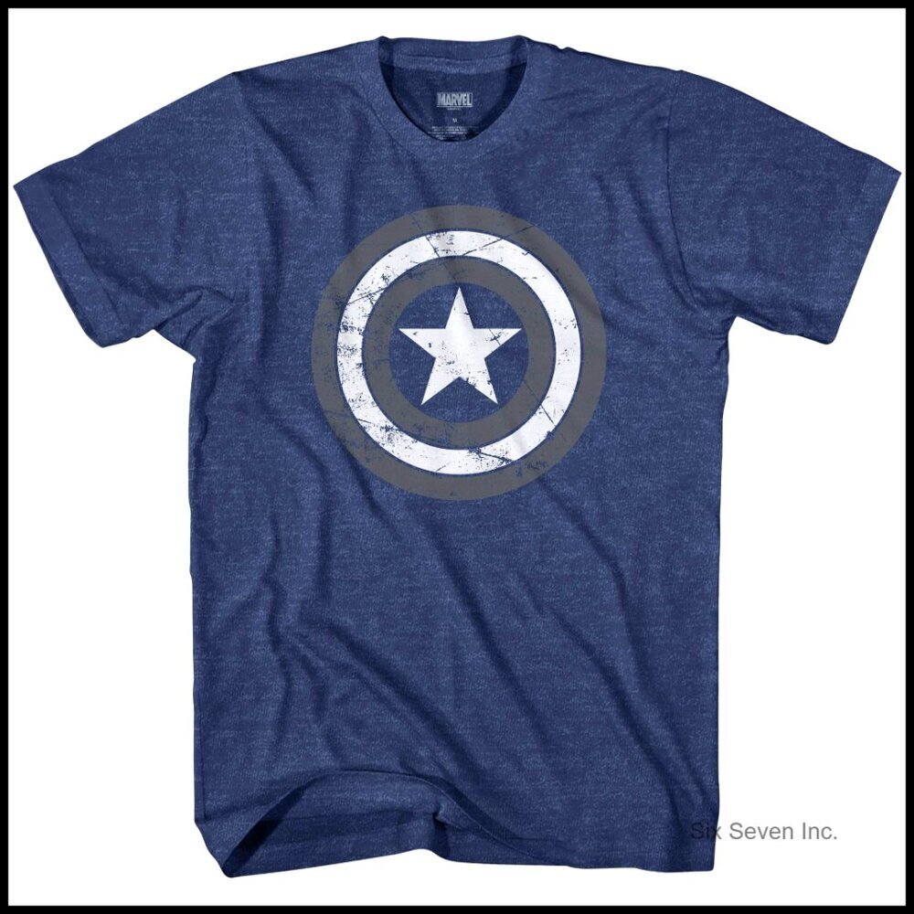 Captain America Stealth Shield Logo Graphic Cotton Tee Casual Pull On Fit